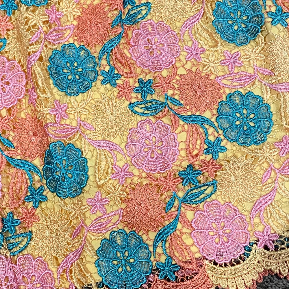 . Dainty Hooligan Floral High Waist Colorful Crochet Knit Scalloped Mini Skirt - Picture 5 of 12